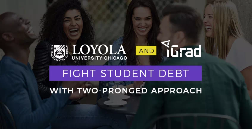 Laughing Loyola University students enjoying a financial education from iGrad