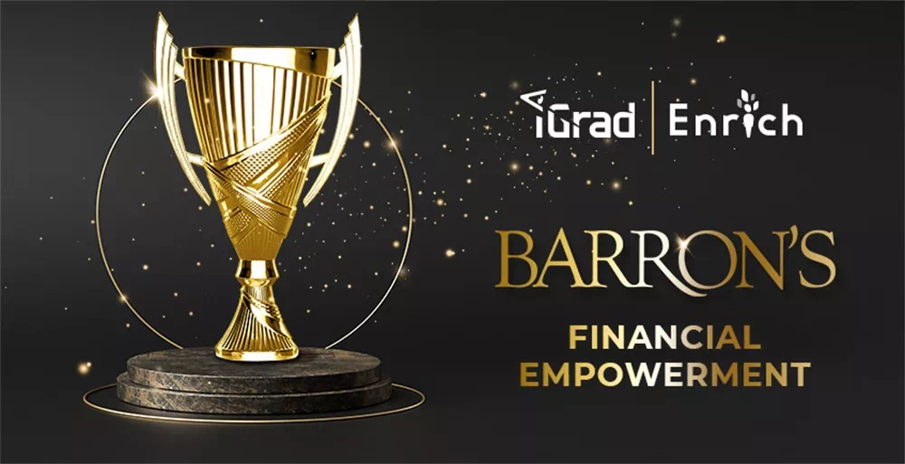 iGrad's gold award trophy for Barron's Financial Empowerment award