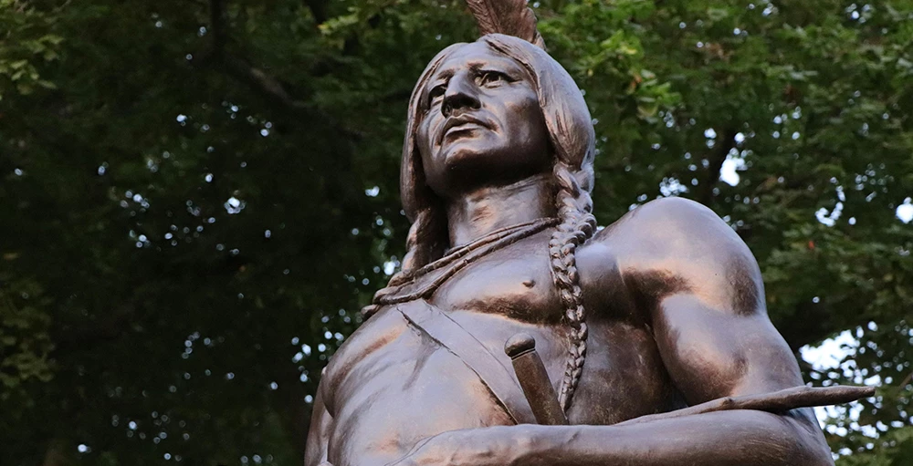 close up of native american statue